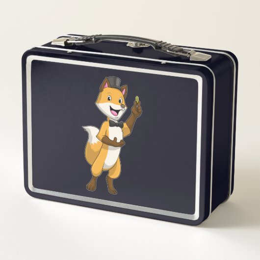Fox as Groom mit Hochzeitsring Metall Brotdose (Rückseite)