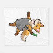 Fox as Hairdresser with Scissors Fleecedecke (Vorderseite (Horizontal))