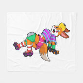 Fox as Inline Skater with Inline Skates Fleecedecke (Vorderseite (Horizontal))