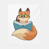 Fox as Nerd with Book & Glasses Fleecedecke (Vorderseite)