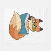 Fox as Nerd with Book & Glasses Fleecedecke (Vorderseite (Horizontal))