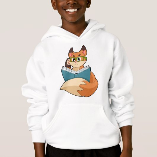 Fox as Nerd with Book & Glasses Hoodie (Vorderseite)