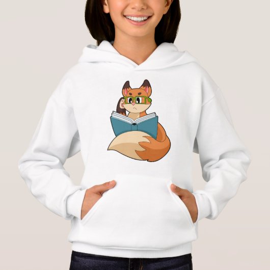 Fox as Nerd with Book & Glasses Hoodie (Vorderseite)