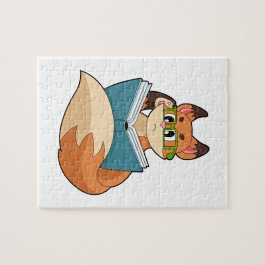 Fox as Nerd with Book & Glasses Puzzle (Horizontal)