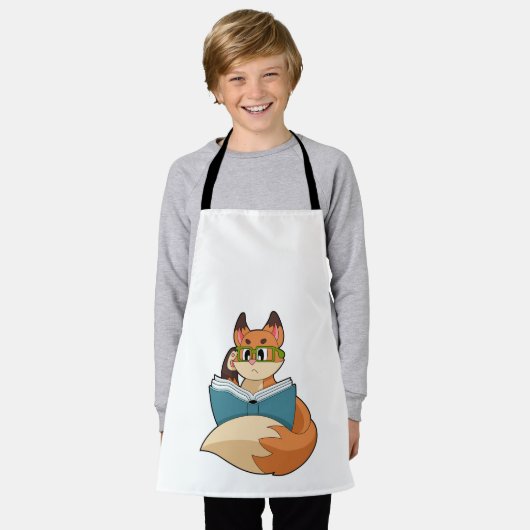 Fox as Nerd with Book & Glasses Schürze (Getragen)