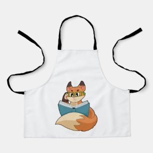Fox as Nerd with Book & Glasses Schürze