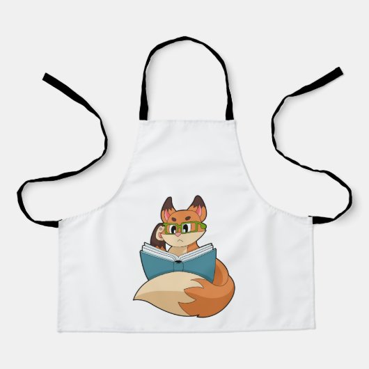 Fox as Nerd with Book & Glasses Schürze (Vorderseite)