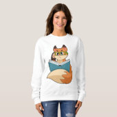 Fox as Nerd with Book & Glasses Sweatshirt (Vorne ganz)