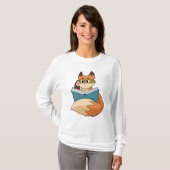 Fox as Nerd with Book & Glasses T-Shirt (Vorne ganz)