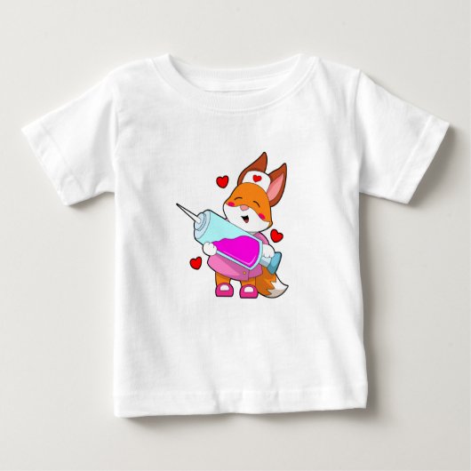 Fox as Nurse with Spritze Baby T-shirt (Vorderseite)