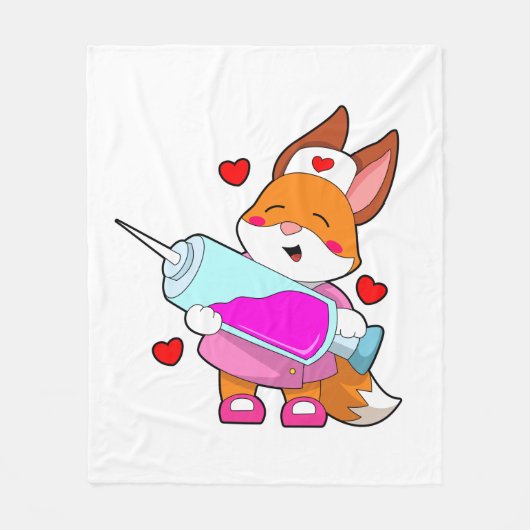 Fox as Nurse with Spritze Fleecedecke (Vorderseite)