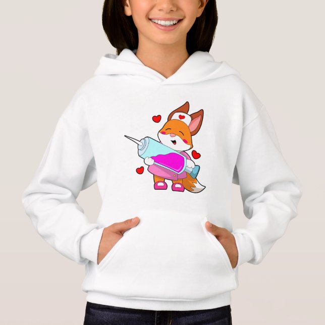 Fox as Nurse with Spritze Hoodie (Vorderseite)