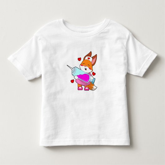 Fox as Nurse with Spritze Kleinkind T-shirt (Vorderseite)