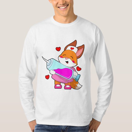 Fox as Nurse with Spritze T-Shirt (Vorderseite)