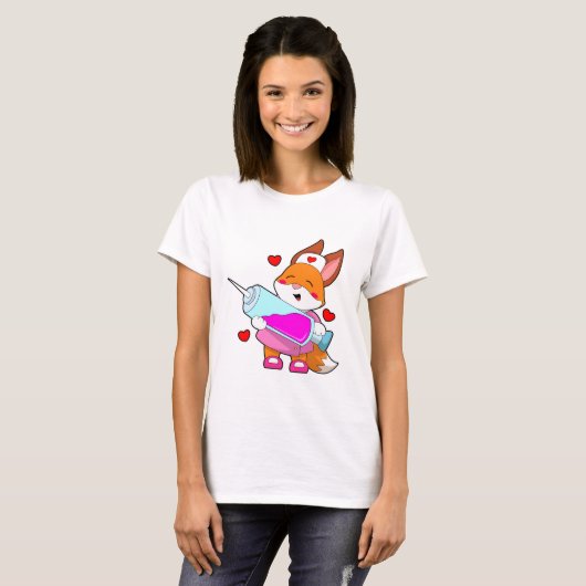Fox as Nurse with Spritze T-Shirt (Vorne ganz)