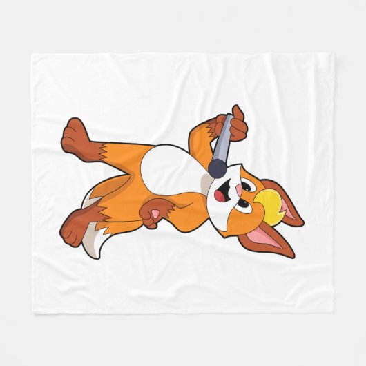 Fox as Sänger mit Mikrofon Fleecedecke (Vorderseite (Horizontal))