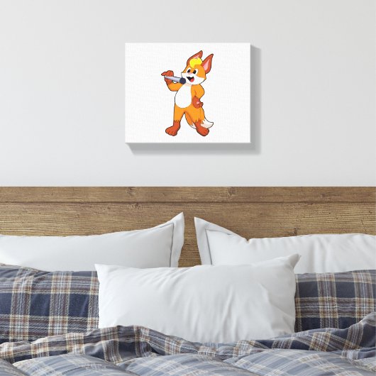 Fox as Sänger mit Mikrofon Leinwanddruck (Insitu (Schlafzimmer))