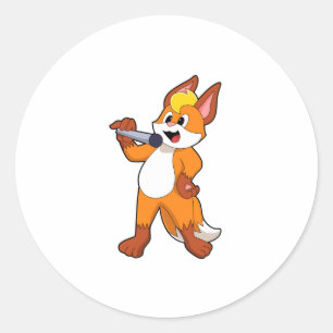 Fox as Sänger mit Mikrofon Runder Aufkleber
