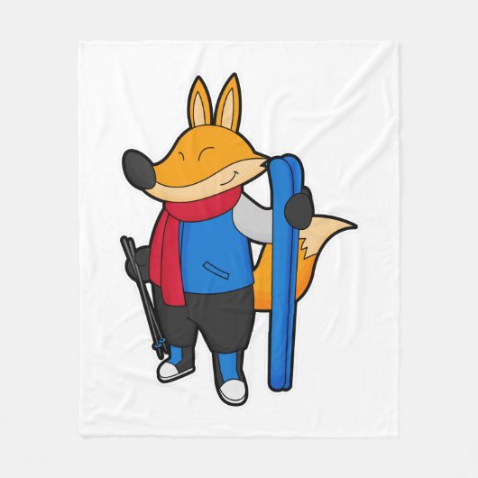 Fox as Skier mit Ski Fleecedecke (Vorderseite)