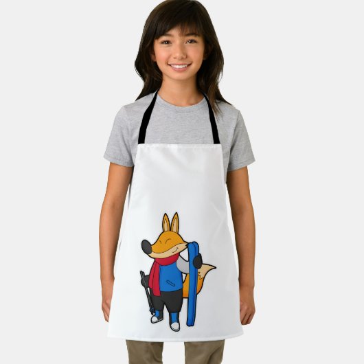 Fox as Skier mit Ski Schürze (Insitu)