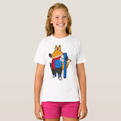 Fox as Skier mit Ski T-Shirt (Vorne ganz)