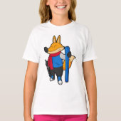 Fox as Skier mit Ski T-Shirt (Vorderseite)