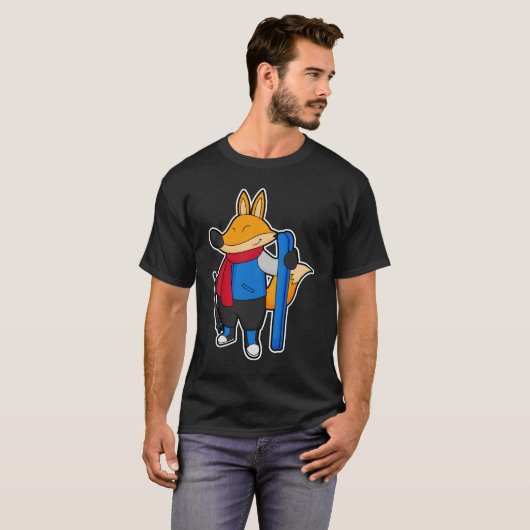 Fox as Skier mit Ski T-Shirt (Vorne ganz)