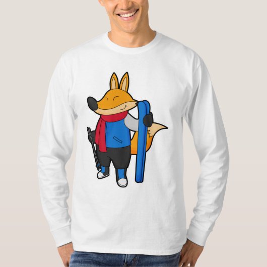 Fox as Skier mit Ski T-Shirt (Vorderseite)