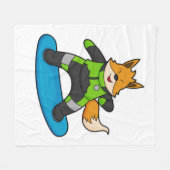 Fox as Snowboarder with Snowboard Fleecedecke (Vorderseite (Horizontal))