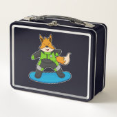 Fox as Snowboarder with Snowboard Metall Brotdose (Vorderseite)