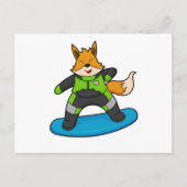 Fox as Snowboarder with Snowboard Postkarte (Vorderseite)