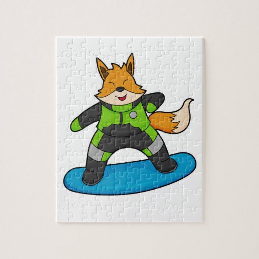 Fox as Snowboarder with Snowboard Puzzle (Vertikal)