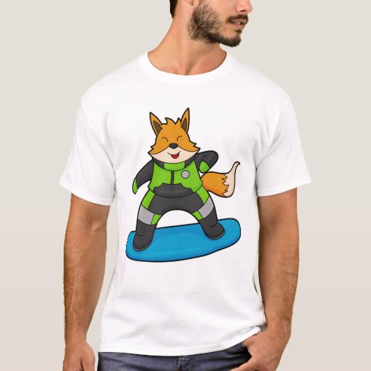Fox as Snowboarder with Snowboard T-Shirt (Vorderseite)