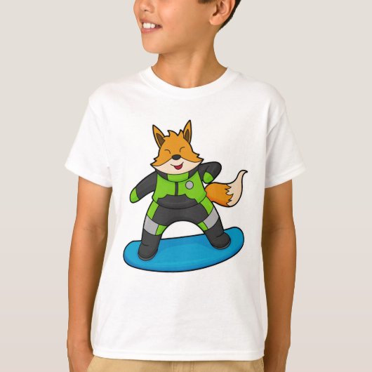 Fox as Snowboarder with Snowboard T-Shirt (Vorderseite)