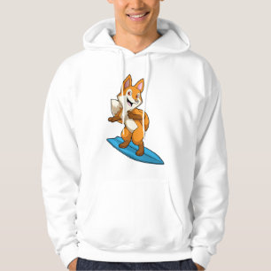 Fox as Surfer mit Surfbrett Hoodie