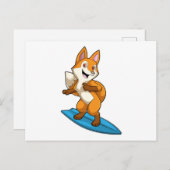Fox as Surfer mit Surfbrett Postkarte (Vorne/Hinten)