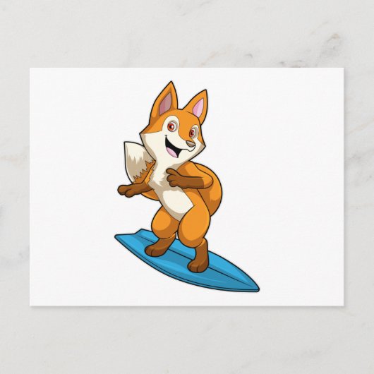 Fox as Surfer mit Surfbrett Postkarte (Vorderseite)