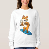Fox as Surfer mit Surfbrett Sweatshirt (Vorderseite)