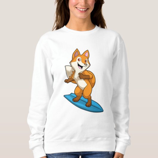 Fox as Surfer mit Surfbrett Sweatshirt (Vorderseite)
