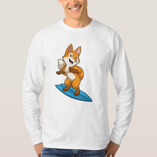 Fox as Surfer mit Surfbrett T-Shirt (Vorderseite)