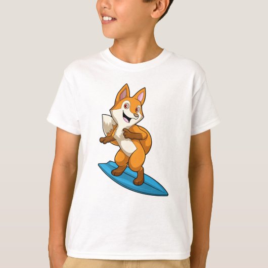 Fox as Surfer mit Surfbrett T-Shirt (Vorderseite)