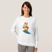 Fox as Surfer mit Surfbrett T-Shirt (Vorne ganz)