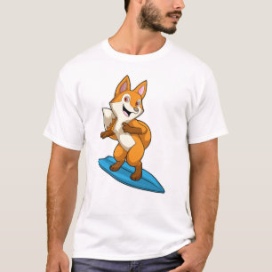 Fox as Surfer mit Surfbrett T-Shirt