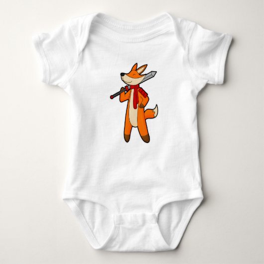 Fox as Warrior with Sword & Scarf Baby Strampler (Vorderseite)