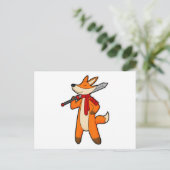 Fox as Warrior with Sword & Scarf Postkarte (Stehend Vorderseite)