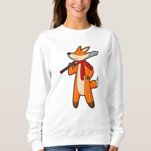 Fox as Warrior with Sword & Scarf Sweatshirt (Vorderseite)