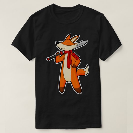 Fox as Warrior with Sword Scarf T-Shirt (Design vorne)