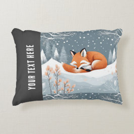 Fox Asleep im Winter Schnee Niedliche gemütliche W Dekokissen