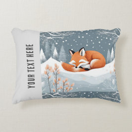 Fox Asleep im Winter Schnee Niedlicher, gemütliche Dekokissen
