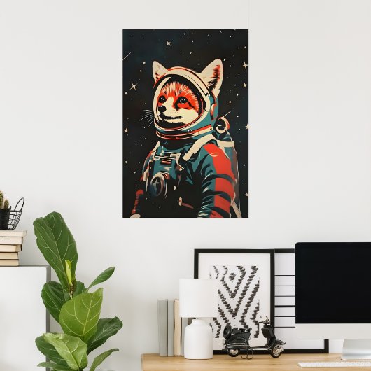 Fox Astronaut Poster, Fox Retro Print, Fox Poster (Heimbüro)